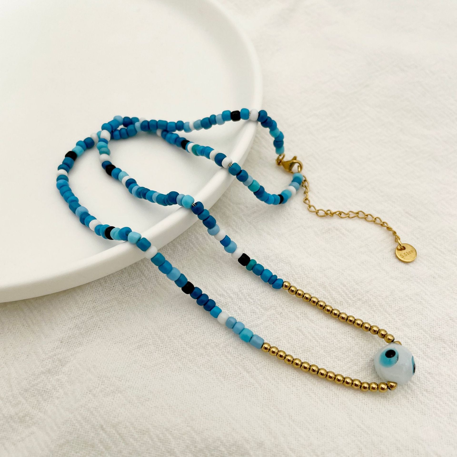 Wholesale Devil's Eye Blue Beads Clavicle Necklaces